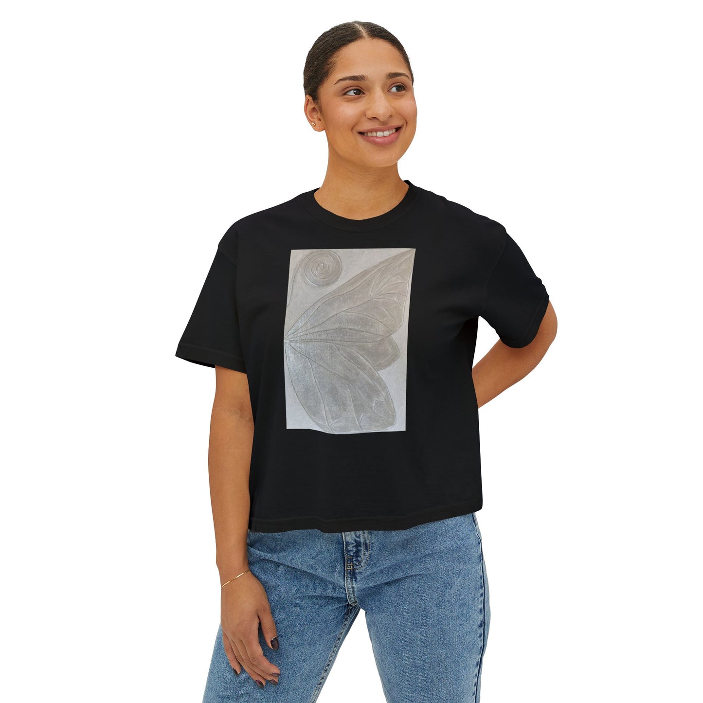 Art Inspired Eco-Chic Cotton Everyday Soulful Tee T-Shirt Printed With Original Custom Artwork "Butterfly Perfection"