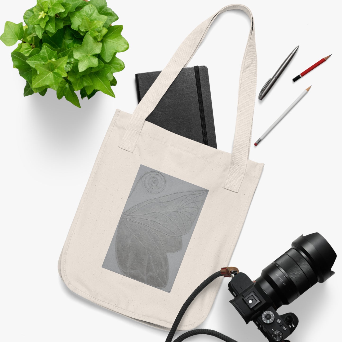 Art Inspired Eco-Chic Cotton Tote Bag: Organic Reusable Shopping Bag Printed With Original Custom Artwork "Butterfly Perfection"