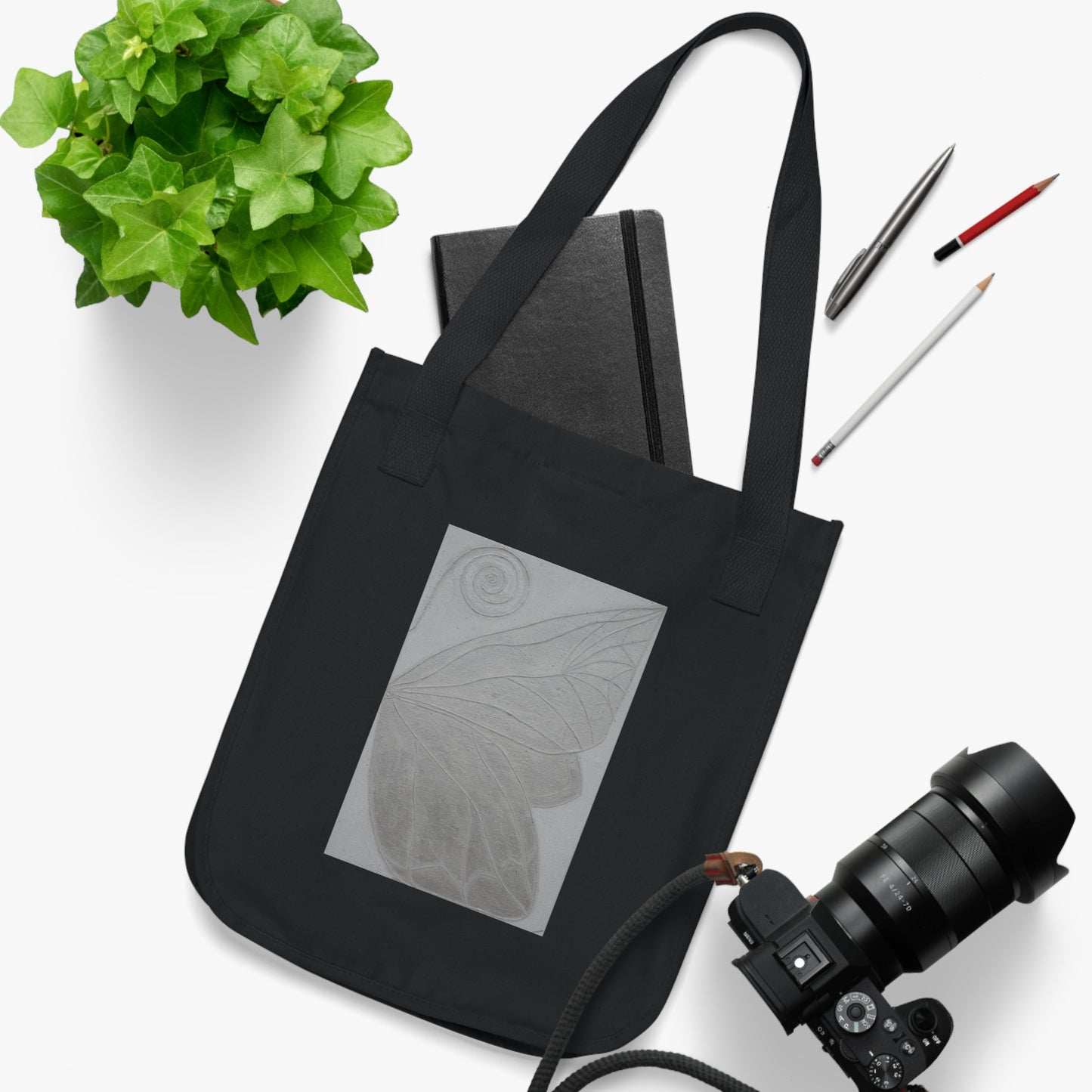 Art Inspired Eco-Chic Cotton Tote Bag: Organic Reusable Shopping Bag Printed With Original Custom Artwork "Butterfly Perfection"