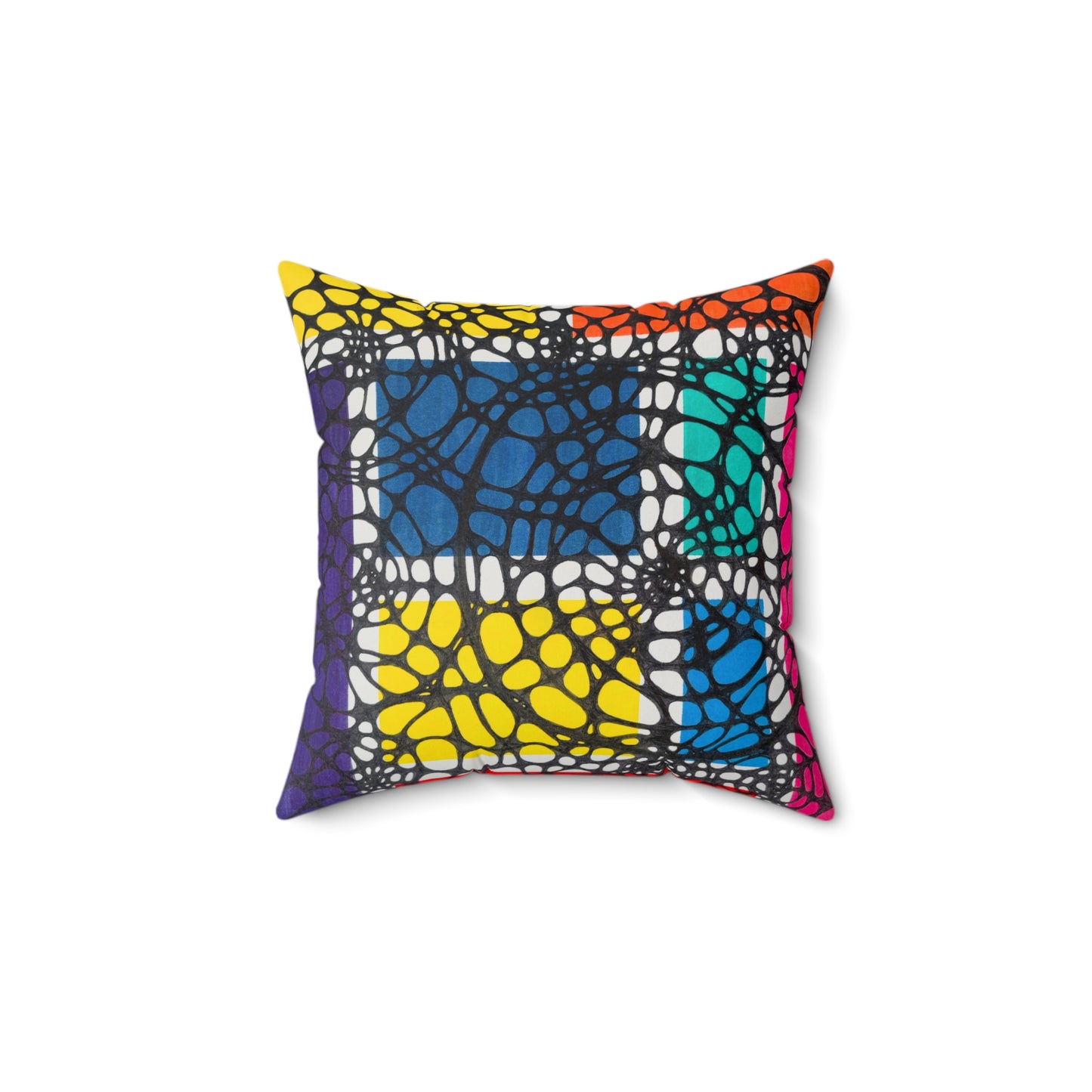 Gathering Vibrant Abstract Square Pillow - Colorful Home Decor Accent