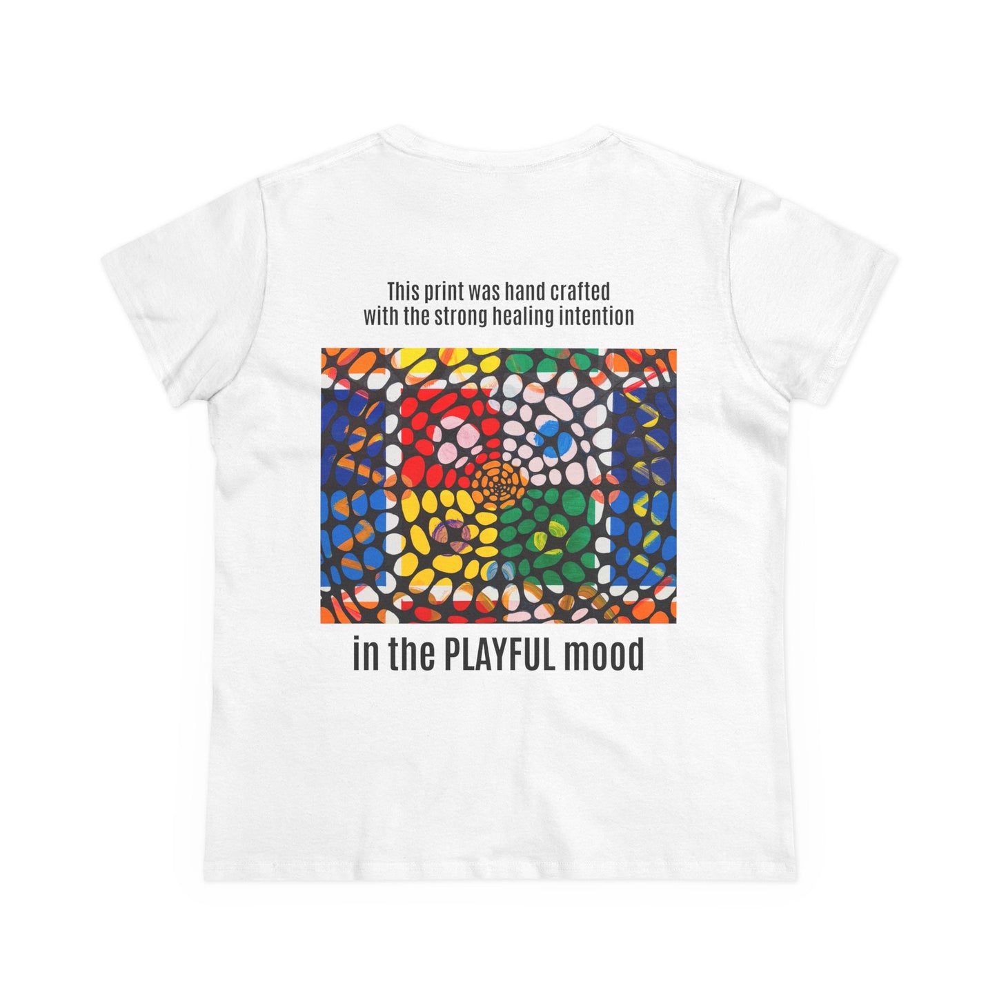 Playful Women’s Healing Intentions Cotton Tee - Scan to Shop the Mood