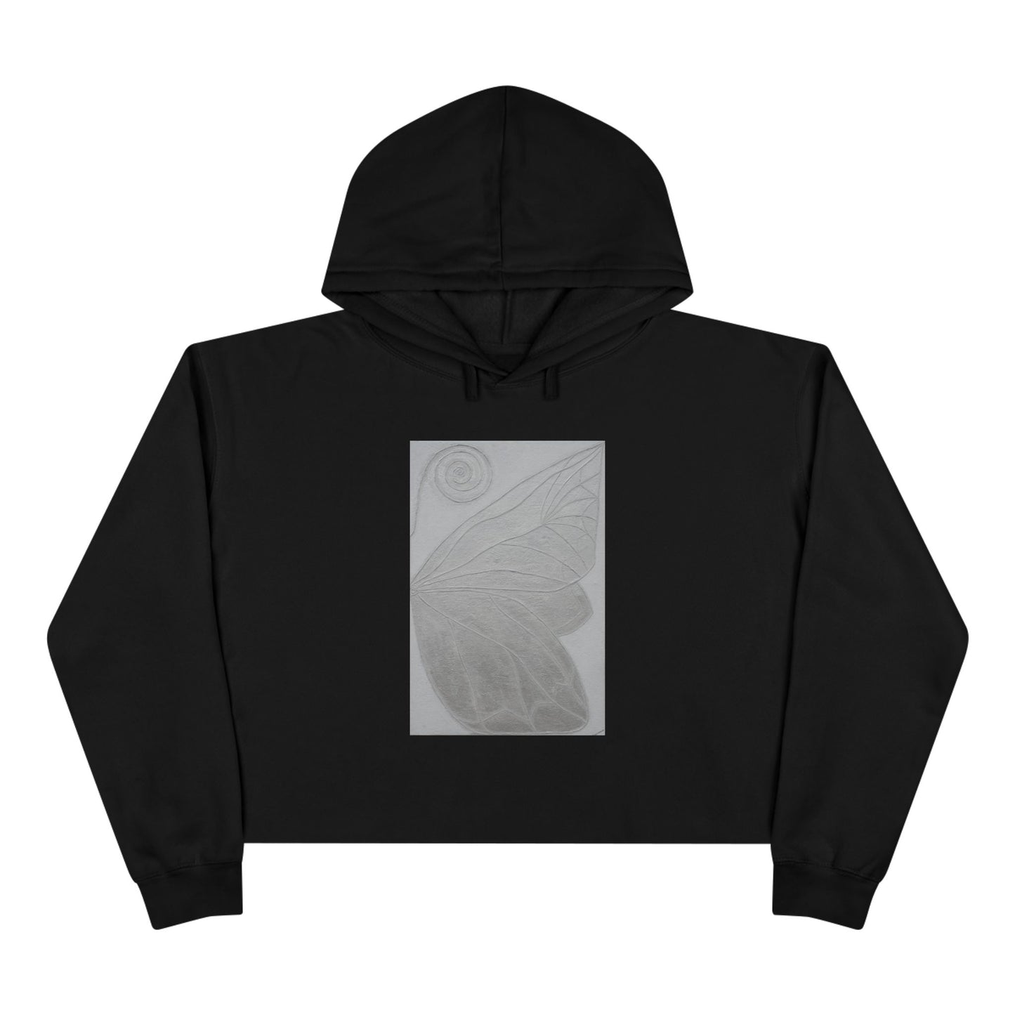 Art Inspired Designed Crop Hoodie - Meaningful Fashion for Casual Outings Printed With Original Custom Artwork "Butterfly Perfection"