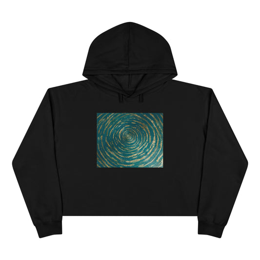 B. Art Inspired Designed Crop Hoodie - Meaningful Fashion for Casual Outings Printed With Original Custom Artwork "Emerald Perfection"