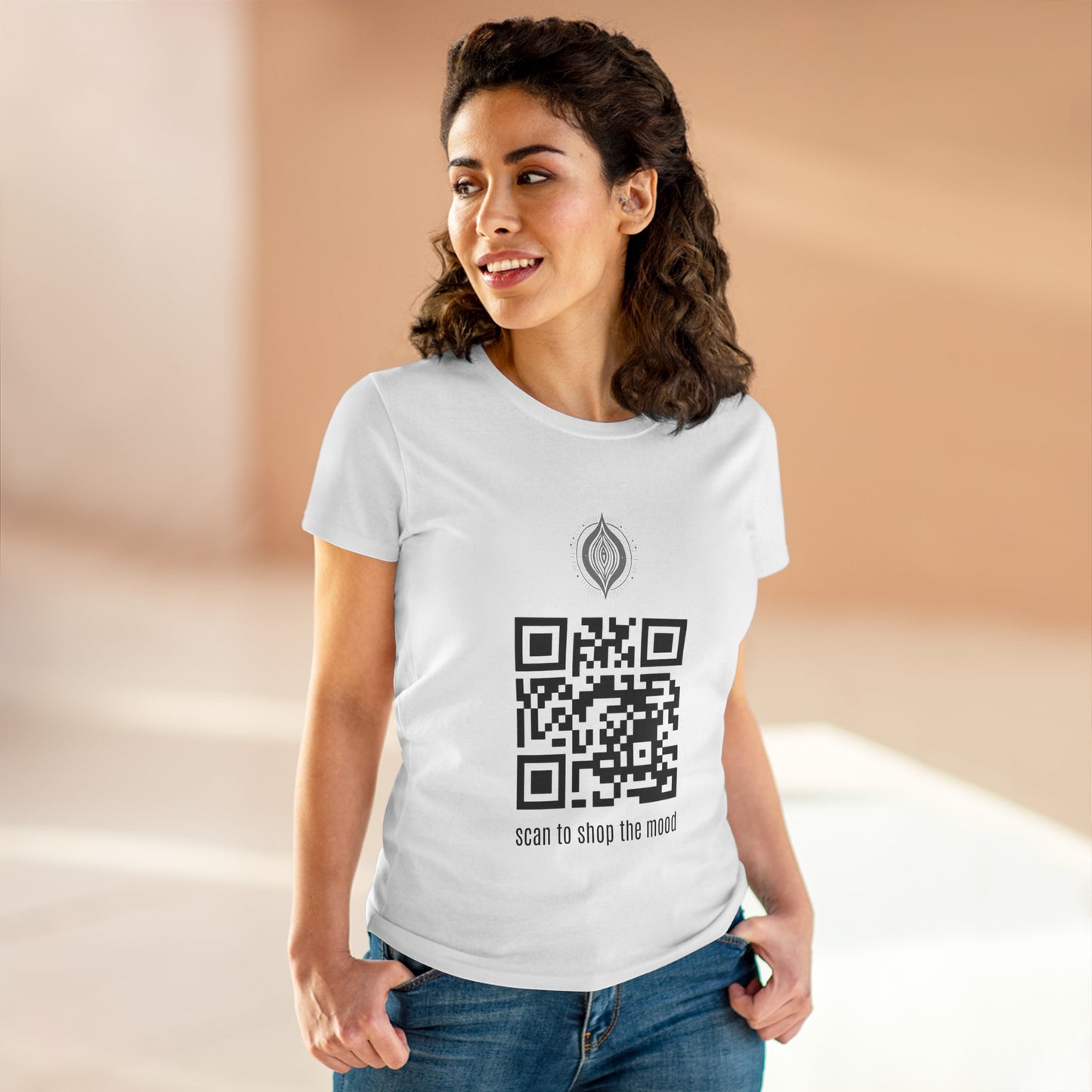 Playful Women’s Healing Intentions Cotton Tee - Scan to Shop the Mood