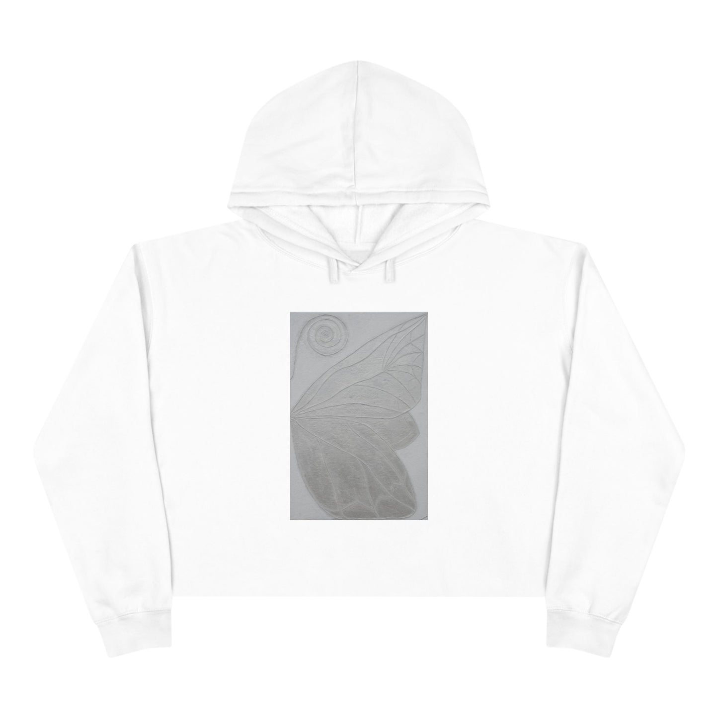 Art Inspired Designed Crop Hoodie - Meaningful Fashion for Casual Outings Printed With Original Custom Artwork "Butterfly Perfection"