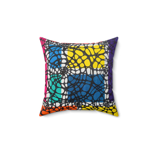 Gathering Vibrant Abstract Square Pillow - Colorful Home Decor Accent