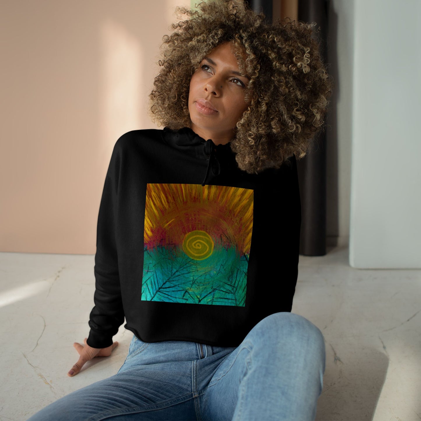 Inspired by the Life, Art Printed Crop Hoodie - Meaningful Fashion for Casual Outings Printed With Original Custom Artwork "Wild Life"