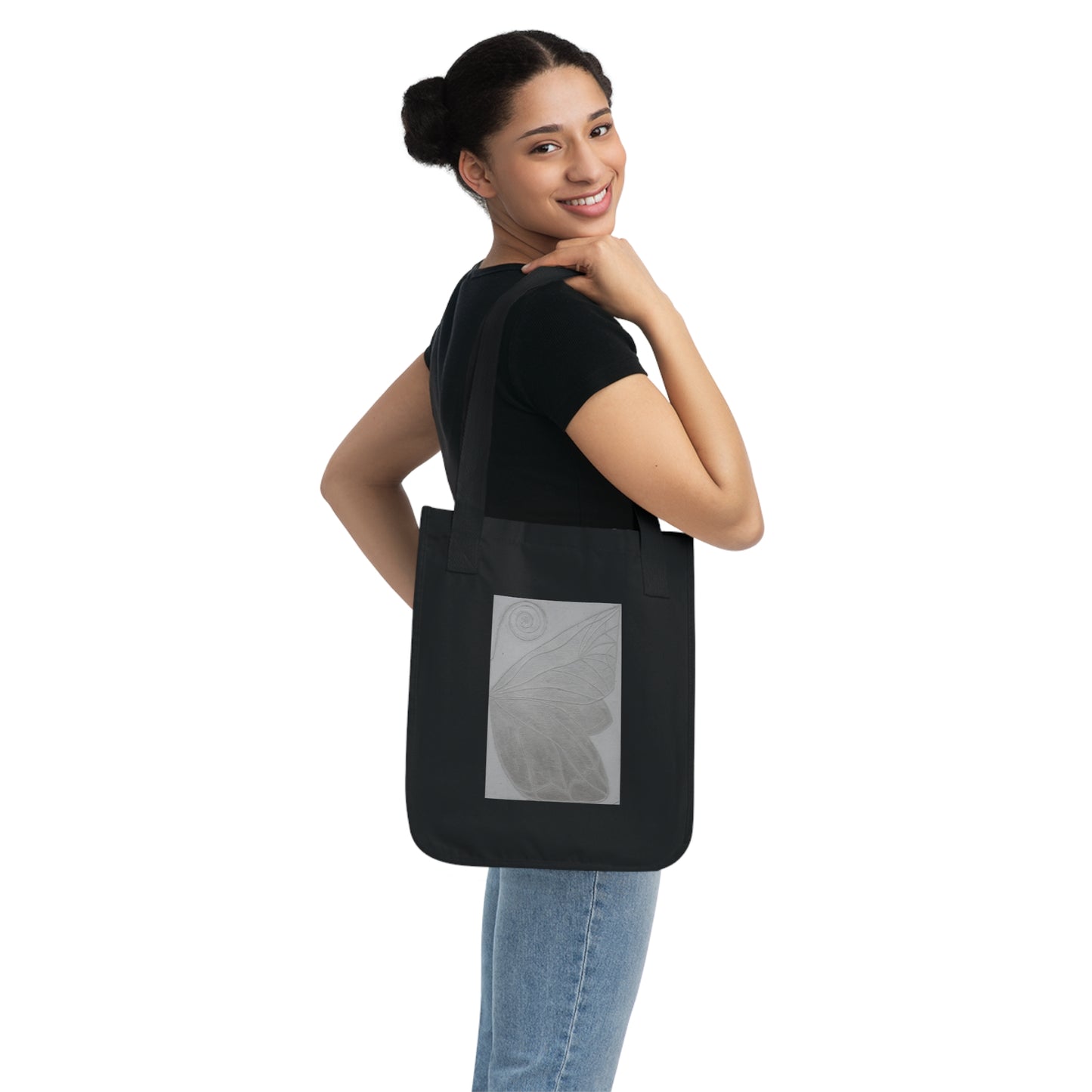 Art Inspired Eco-Chic Cotton Tote Bag: Organic Reusable Shopping Bag Printed With Original Custom Artwork "Butterfly Perfection"